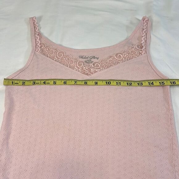 Faded Glory Girl’s Pink Lace Lined Pointelle Pattern Tank Top Size Large (12/14) - Picture 3 of 5